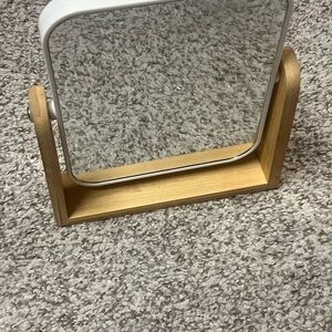Wood-Frame Vanity Mirror in Natural Light Brown